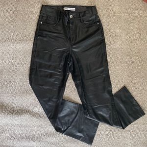 Zara faux leather boot cut pants
